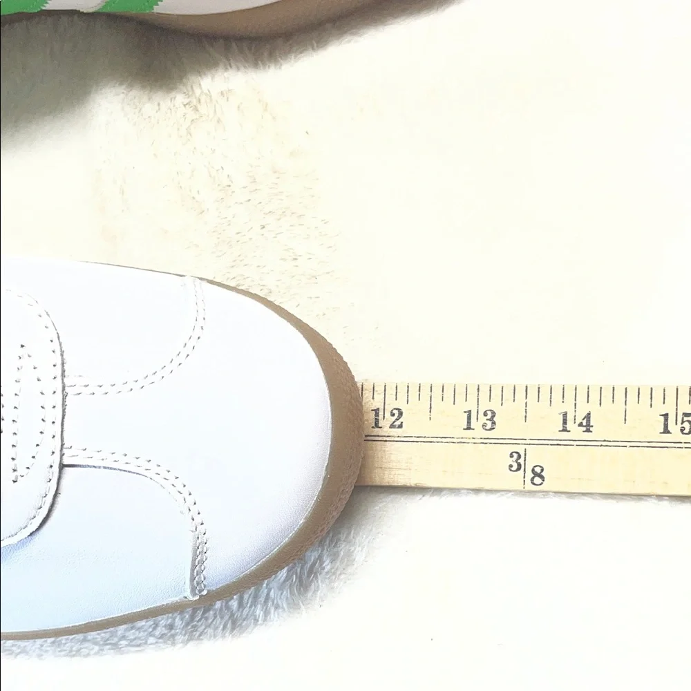 adidas Seattle Gazelle White Sneakers with Green Stripes and Gum Outsole